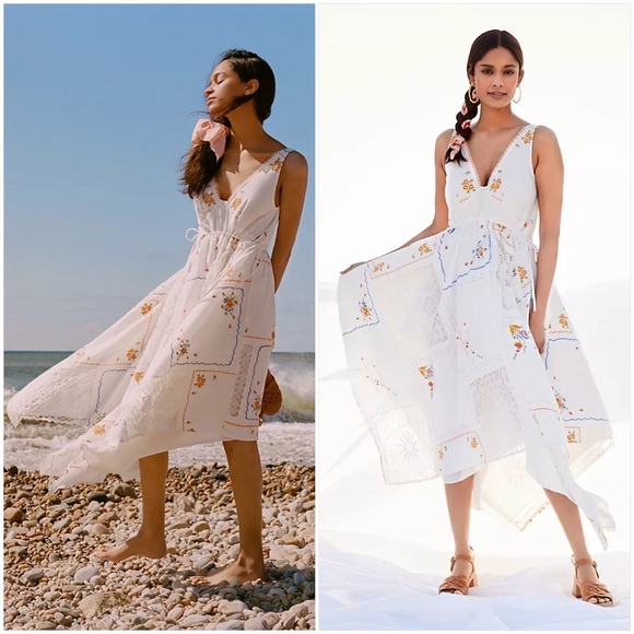 Anthropologie Dresses & Skirts - NWT ANTHROPOLOGIE EMBROIDERED PATCHWORK MAXI DRESS IN WHITE